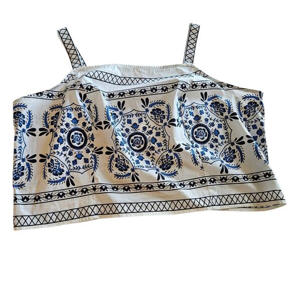 Lane Bryant Square Neck Cropped Top Blouse Floral Plus Siz 22/24 Vacation Summer - Picture 1 of 8